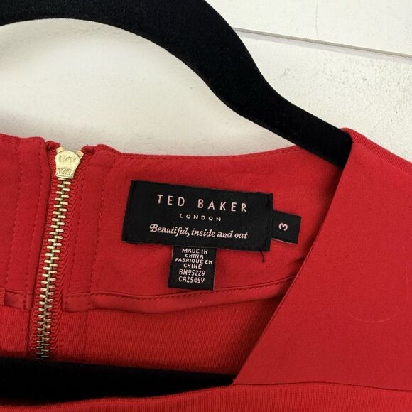 Ted Baker Women’s 3 Red Tricot Dress - Picture 2 of 6